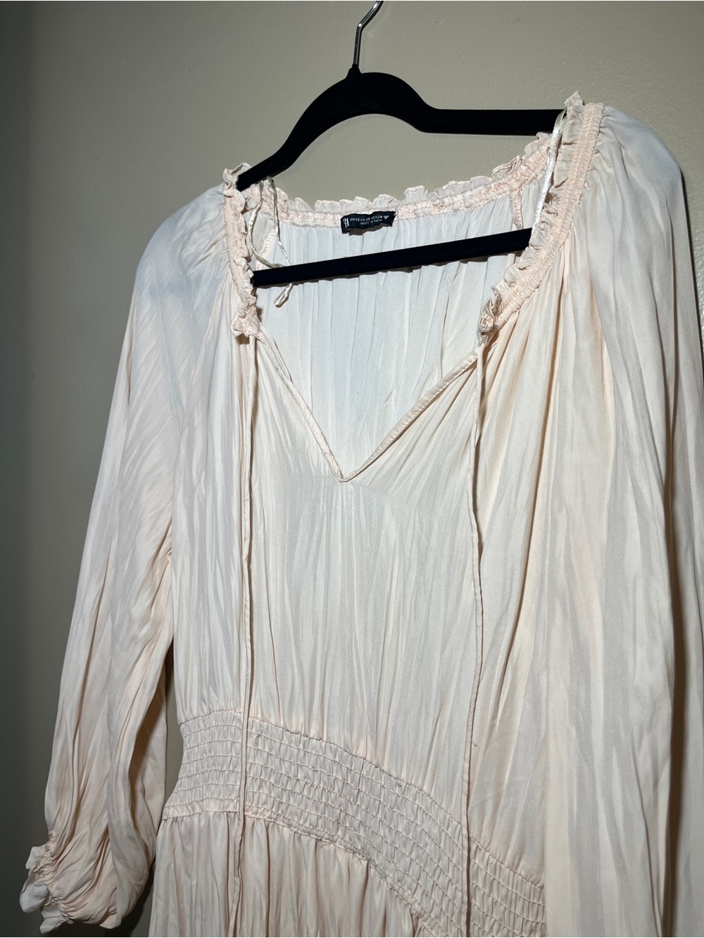 Zara Blush Pink Crinkle Pleated Boho Midi Maxi Dress XS